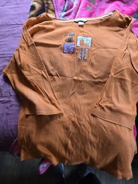 CJ Banks Rust Orange Long Sleeve Top